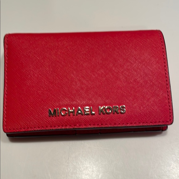 Michael Kors Accessories - Michael Kors Red Key and Card Holder with Textured Leather and Minimalist Design